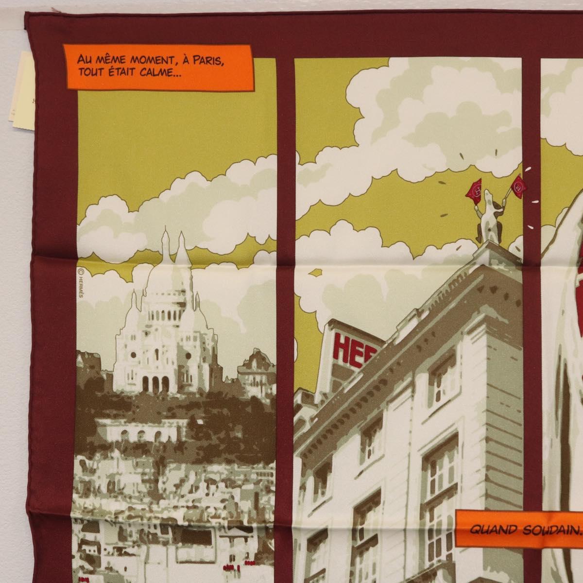 HERMES Carre 70 Scarf "QUAND SOUDAIN" Silk Red Auth 190192M image 2