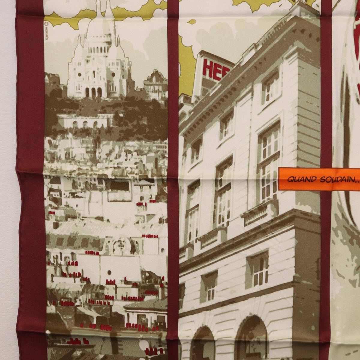 HERMES Carre 70 Scarf "QUAND SOUDAIN" Silk Red Auth 190192M image 5