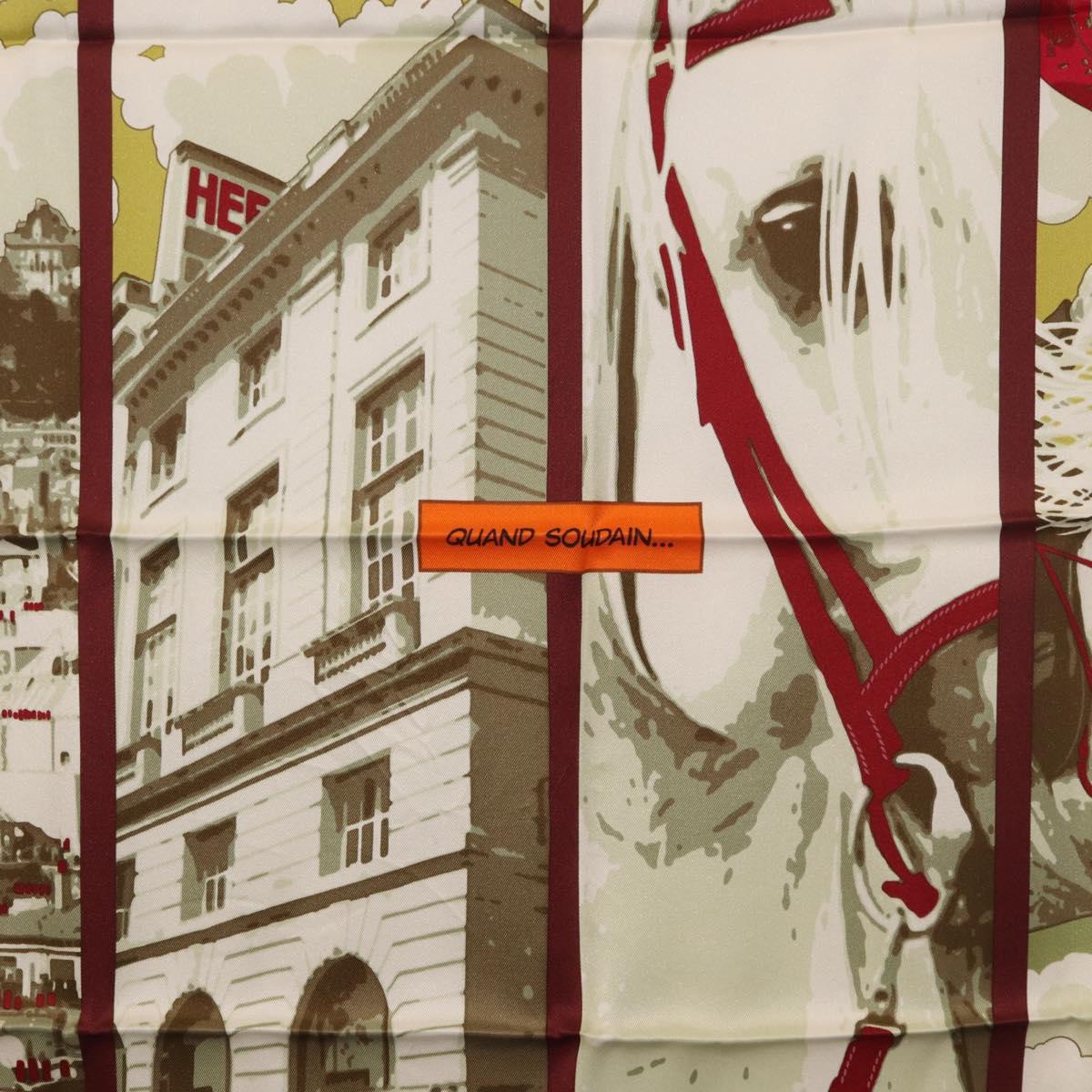 HERMES Carre 70 Scarf "QUAND SOUDAIN" Silk Red Auth 190192M image 6