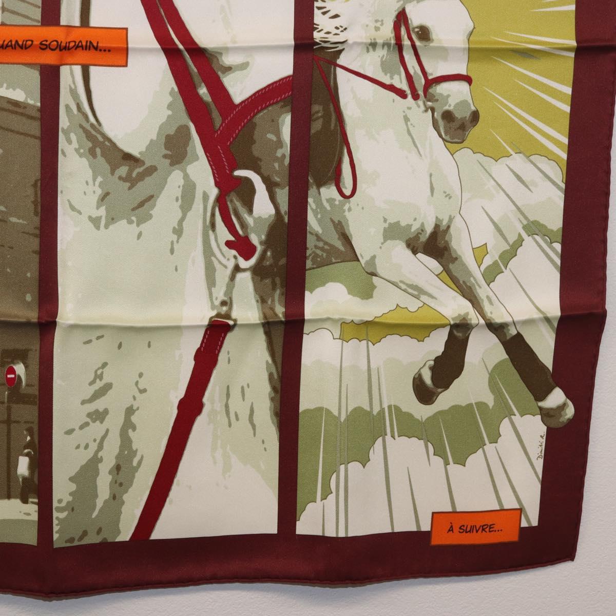HERMES Carre 70 Scarf "QUAND SOUDAIN" Silk Red Auth 190192M image 10