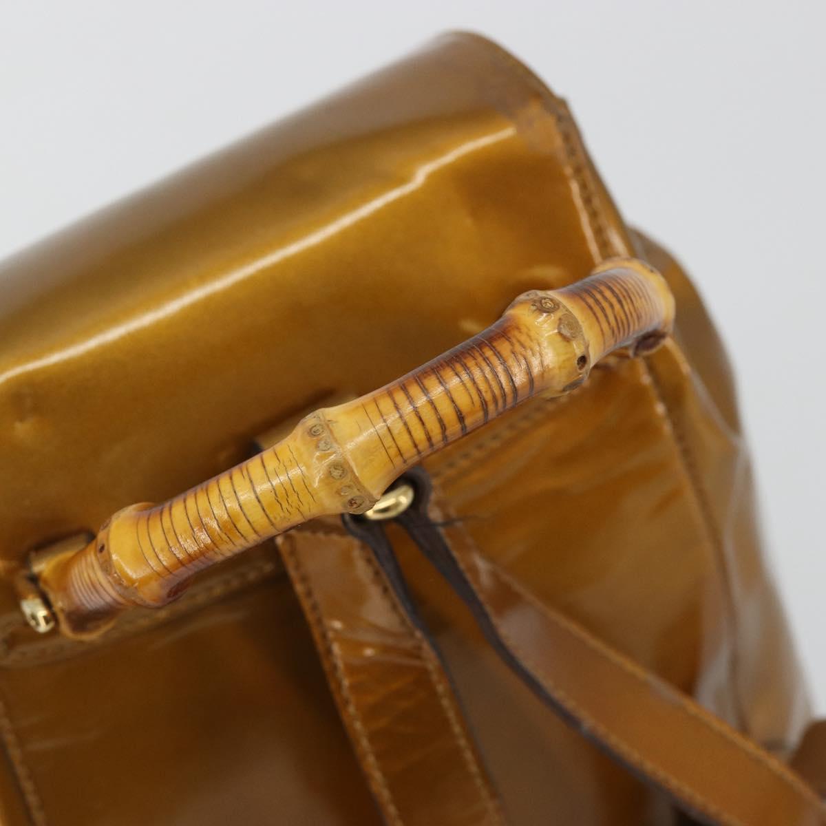 GUCCI Bamboo Backpack Patent Leather Bronze Gold 003 1705 0030 Auth 189694 image 7
