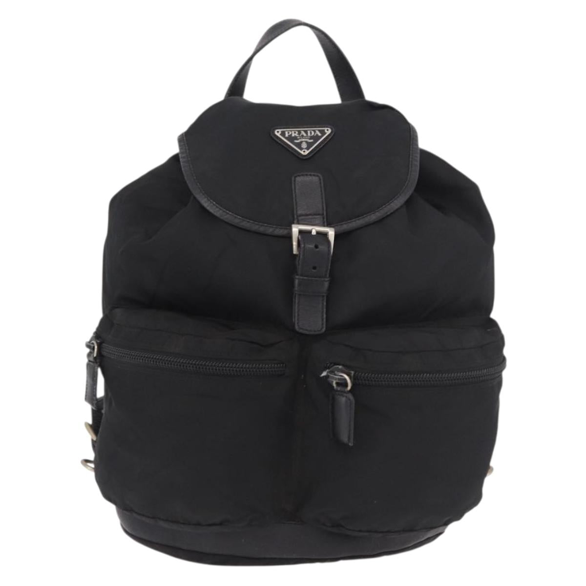 PRADA Backpack Nylon Black Silver Auth 188443 image 2