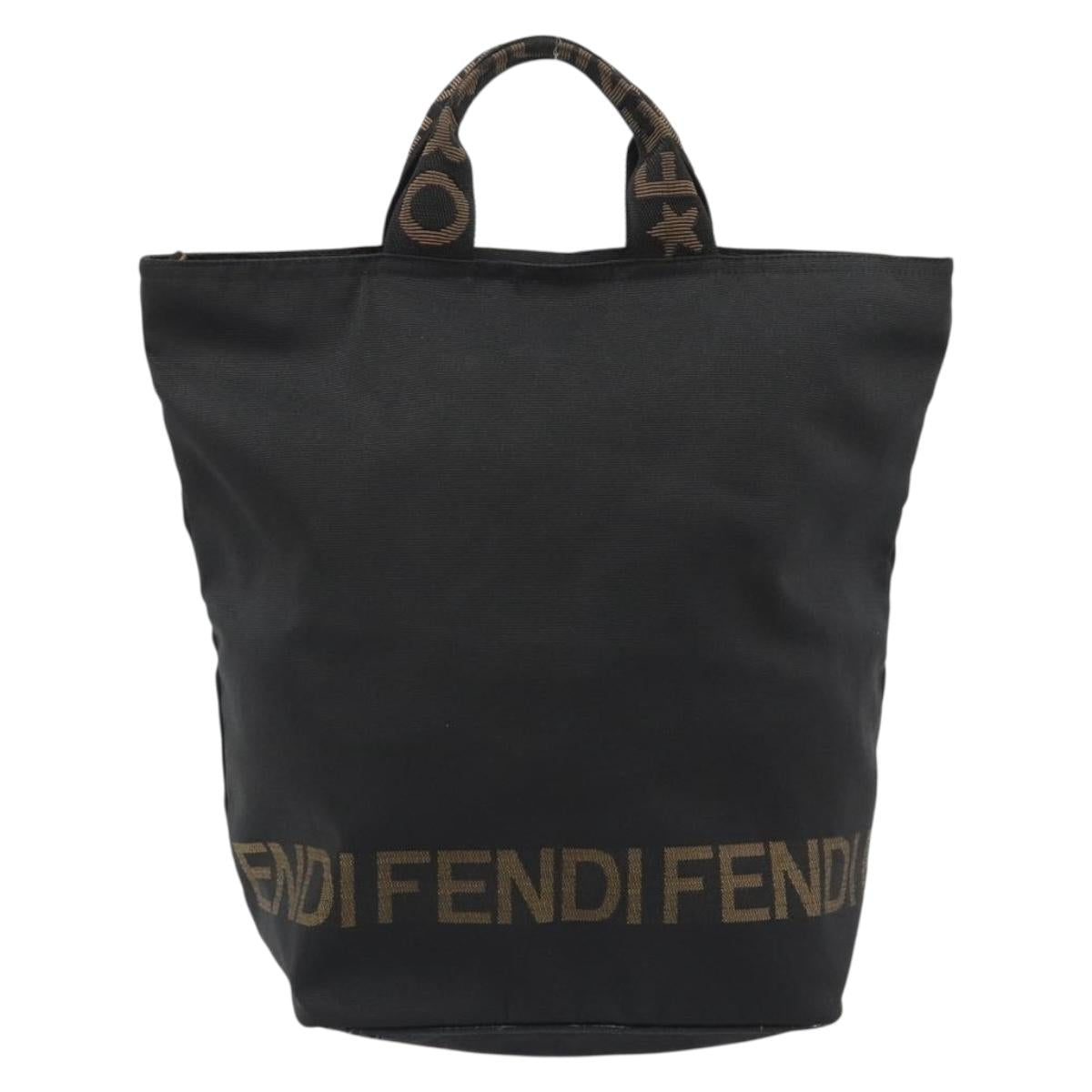 FENDI Hand Bag Canvas Black Gold Auth 190474 image 2