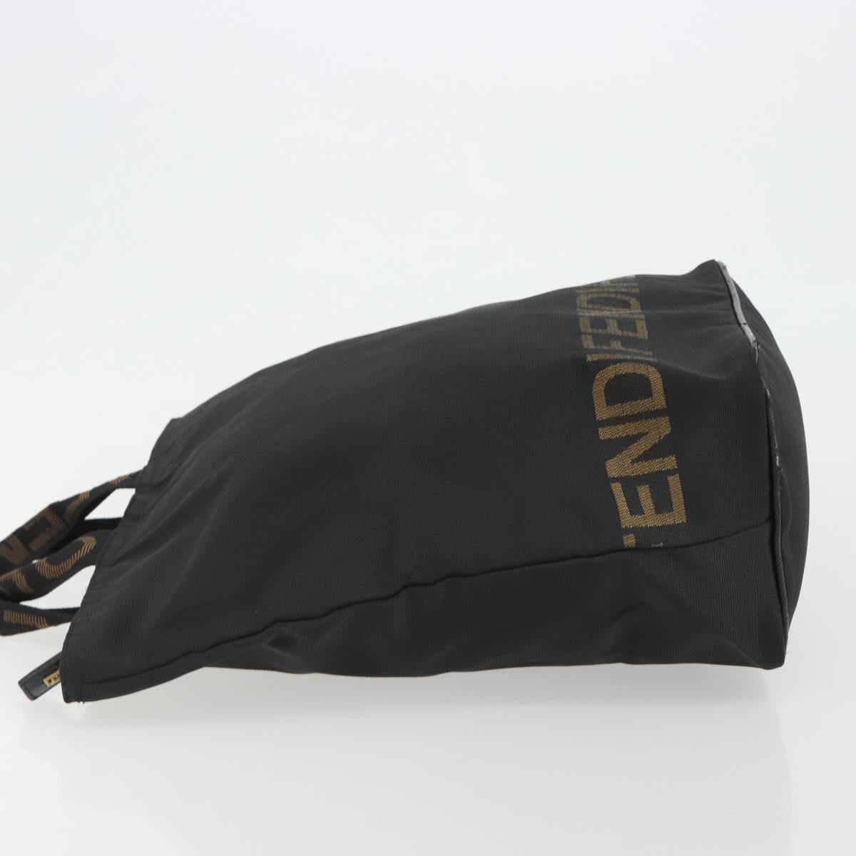 FENDI Hand Bag Canvas Black Gold Auth 190474 image 5