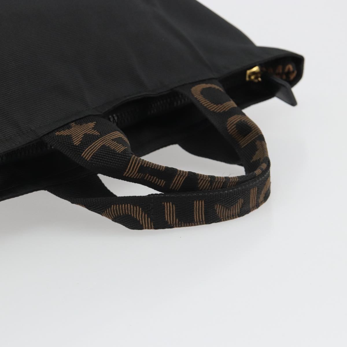FENDI Hand Bag Canvas Black Gold Auth 190474 image 7