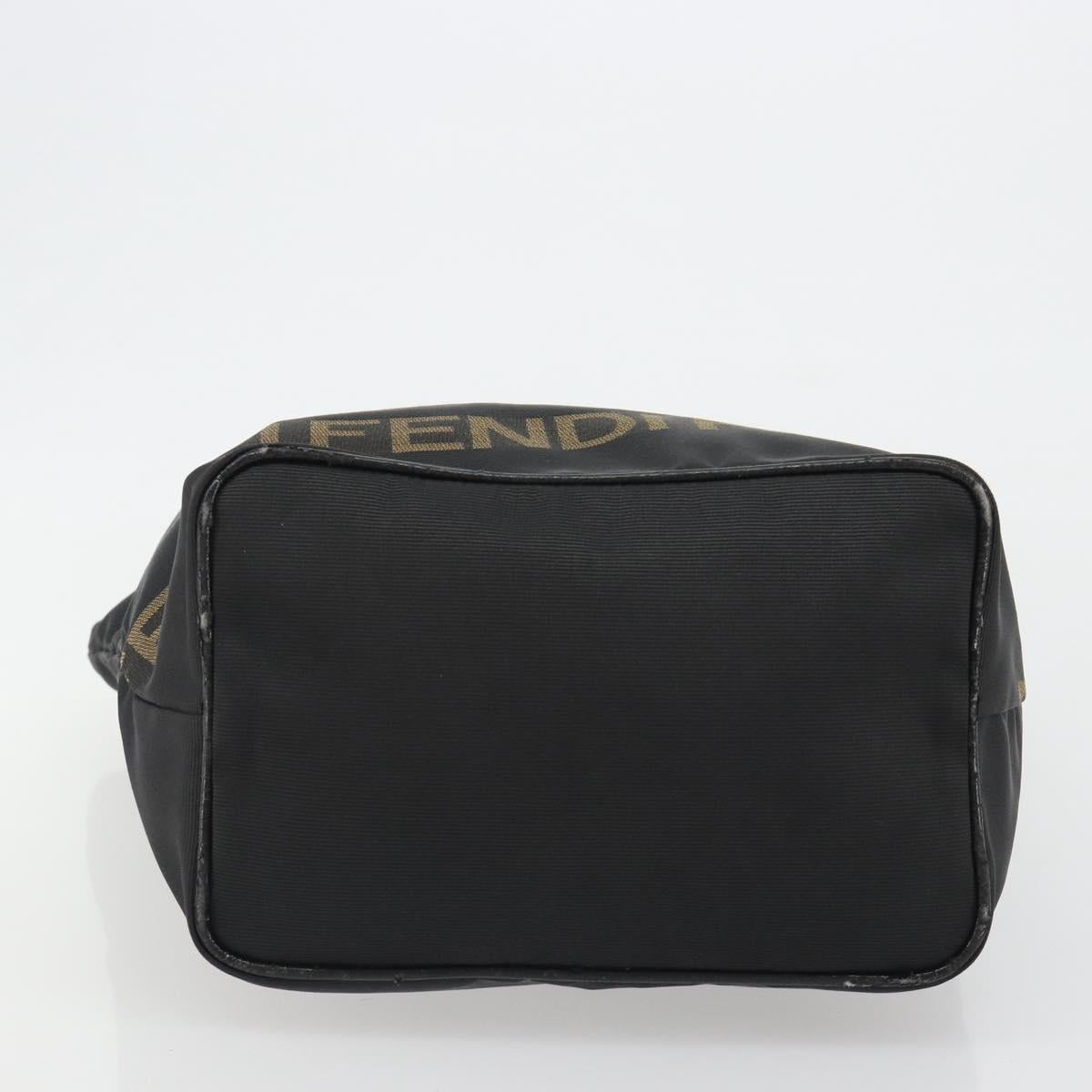 FENDI Hand Bag Canvas Black Gold Auth 190474 image 9