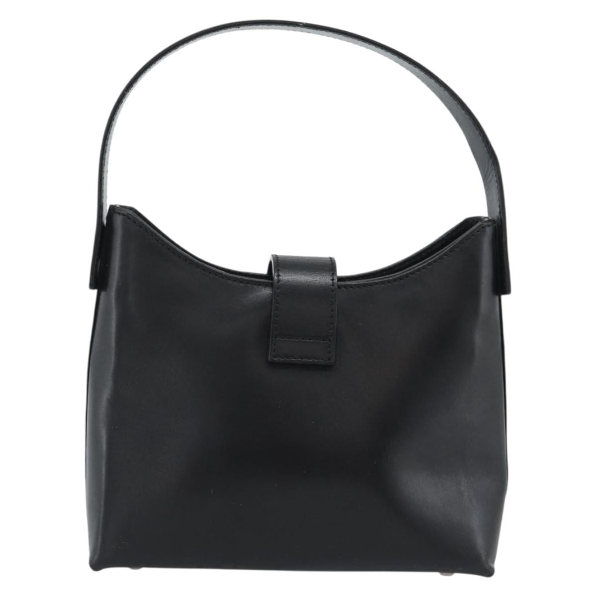 Salvatore Ferragamo Gancini Hand Bag Leather Black Silver Auth ka5126A image 3