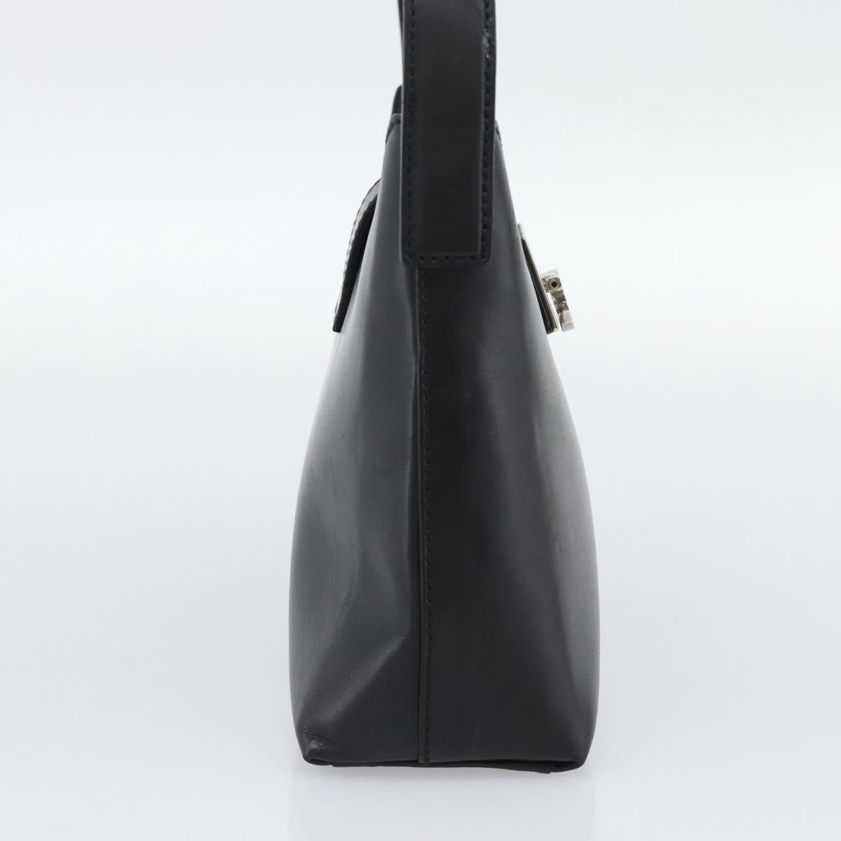 Salvatore Ferragamo Gancini Hand Bag Leather Black Silver Auth ka5126A image 4