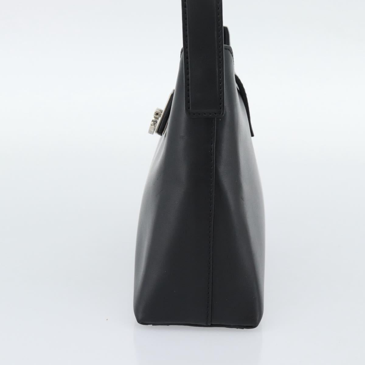 Salvatore Ferragamo Gancini Hand Bag Leather Black Silver Auth ka5126A image 5