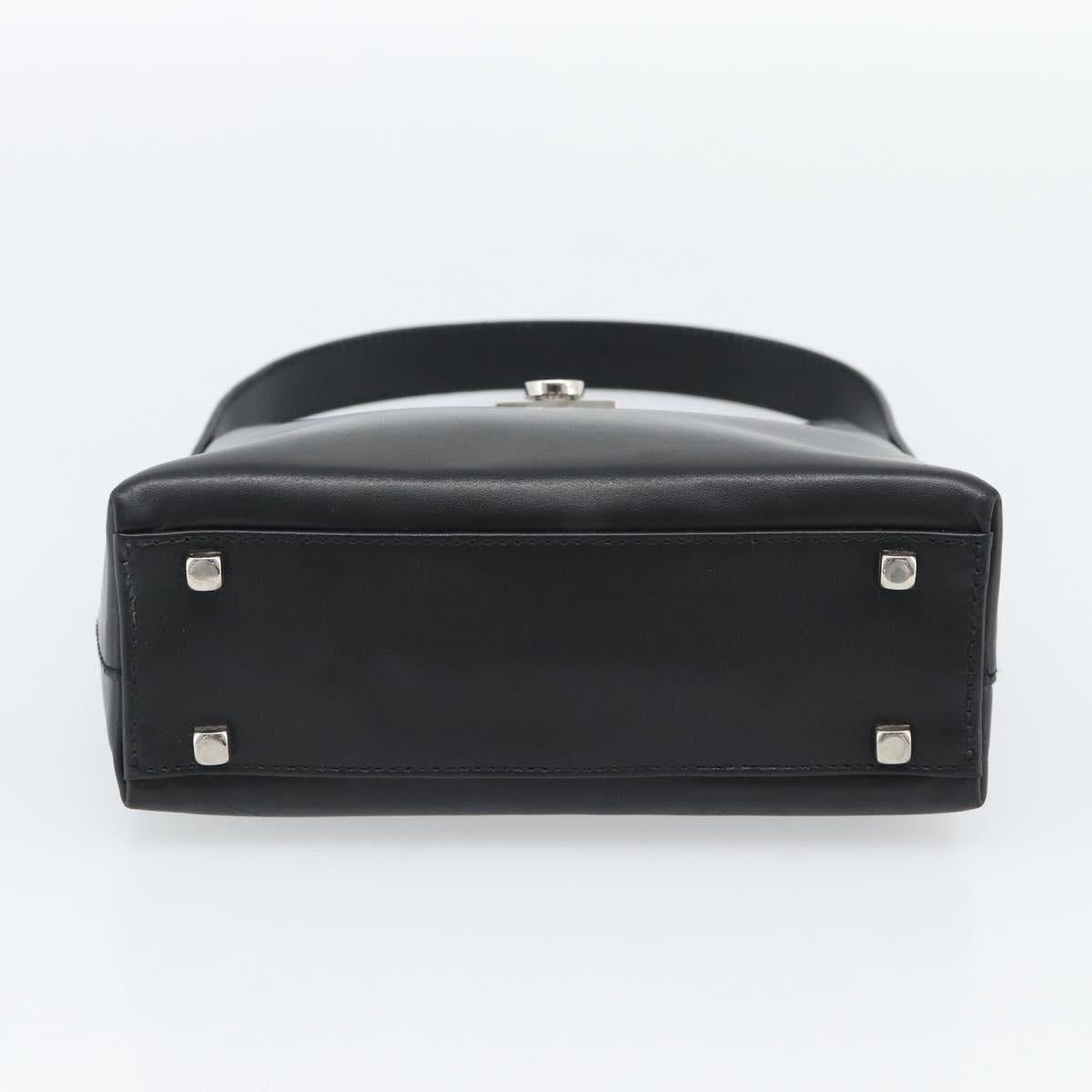 Salvatore Ferragamo Gancini Hand Bag Leather Black Silver Auth ka5126A image 9