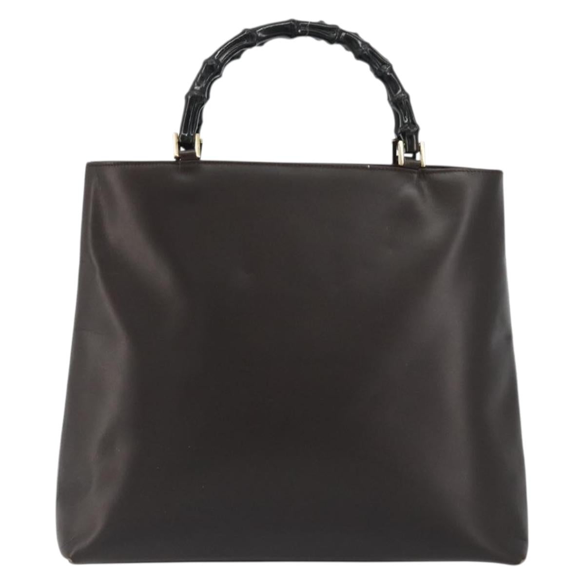 GUCCI Bamboo Hand Bag Leather Brown Gold 002 0505 Auth bs35974 image 2