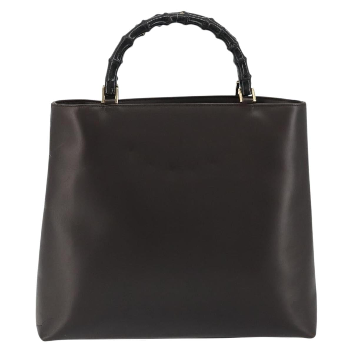 GUCCI Bamboo Hand Bag Leather Brown Gold 002 0505 Auth bs35974 image 3