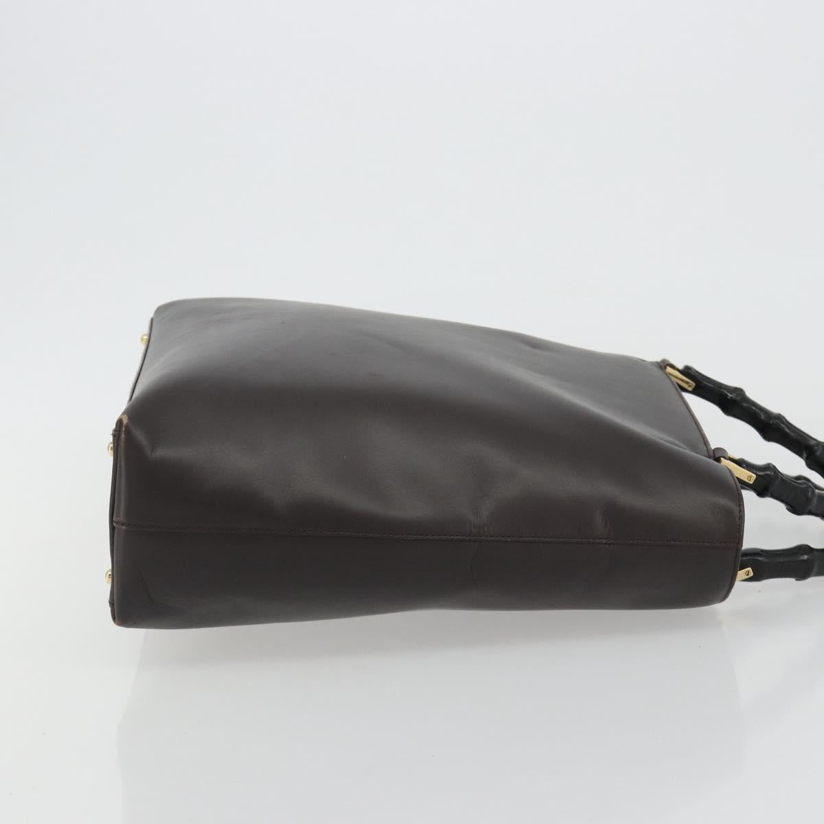 GUCCI Bamboo Hand Bag Leather Brown Gold 002 0505 Auth bs35974 image 4