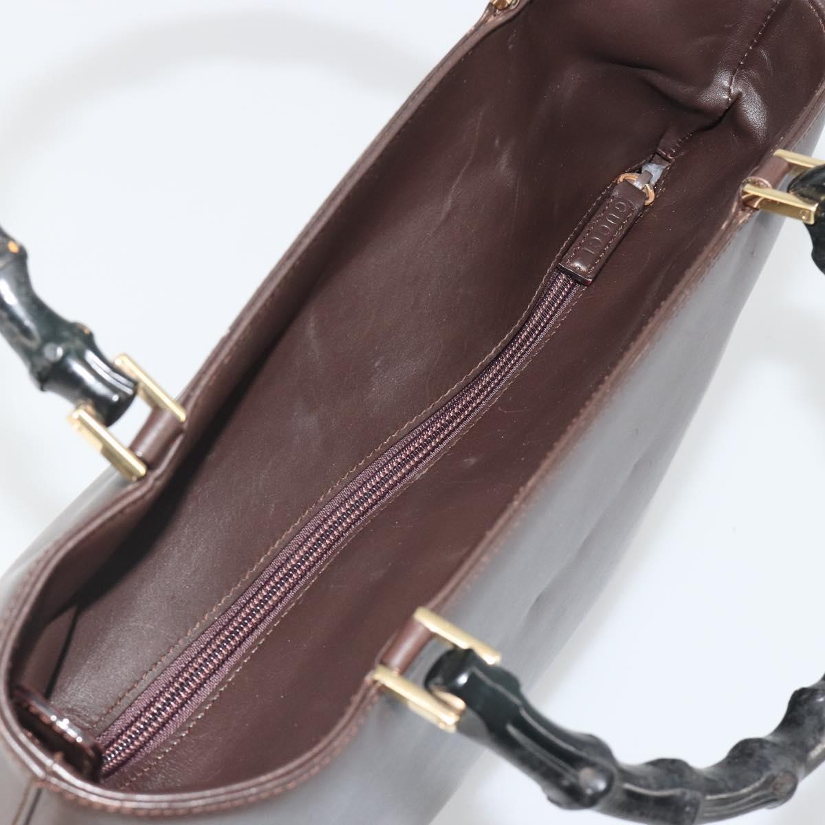 GUCCI Bamboo Hand Bag Leather Brown Gold 002 0505 Auth bs35974 image 6