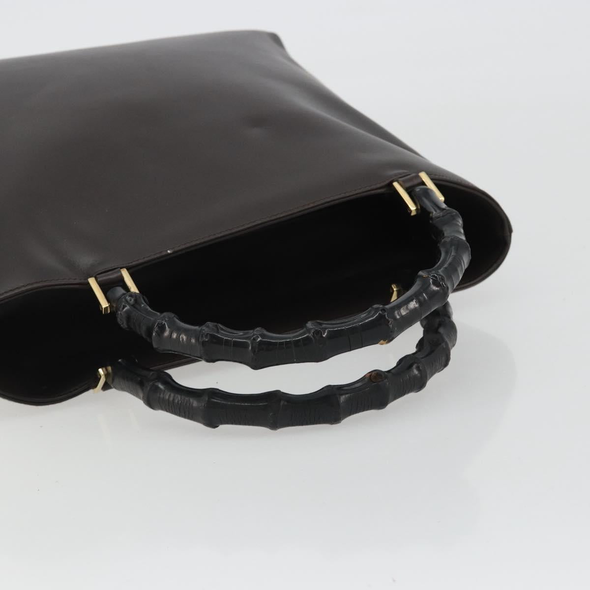 GUCCI Bamboo Hand Bag Leather Brown Gold 002 0505 Auth bs35974 image 7