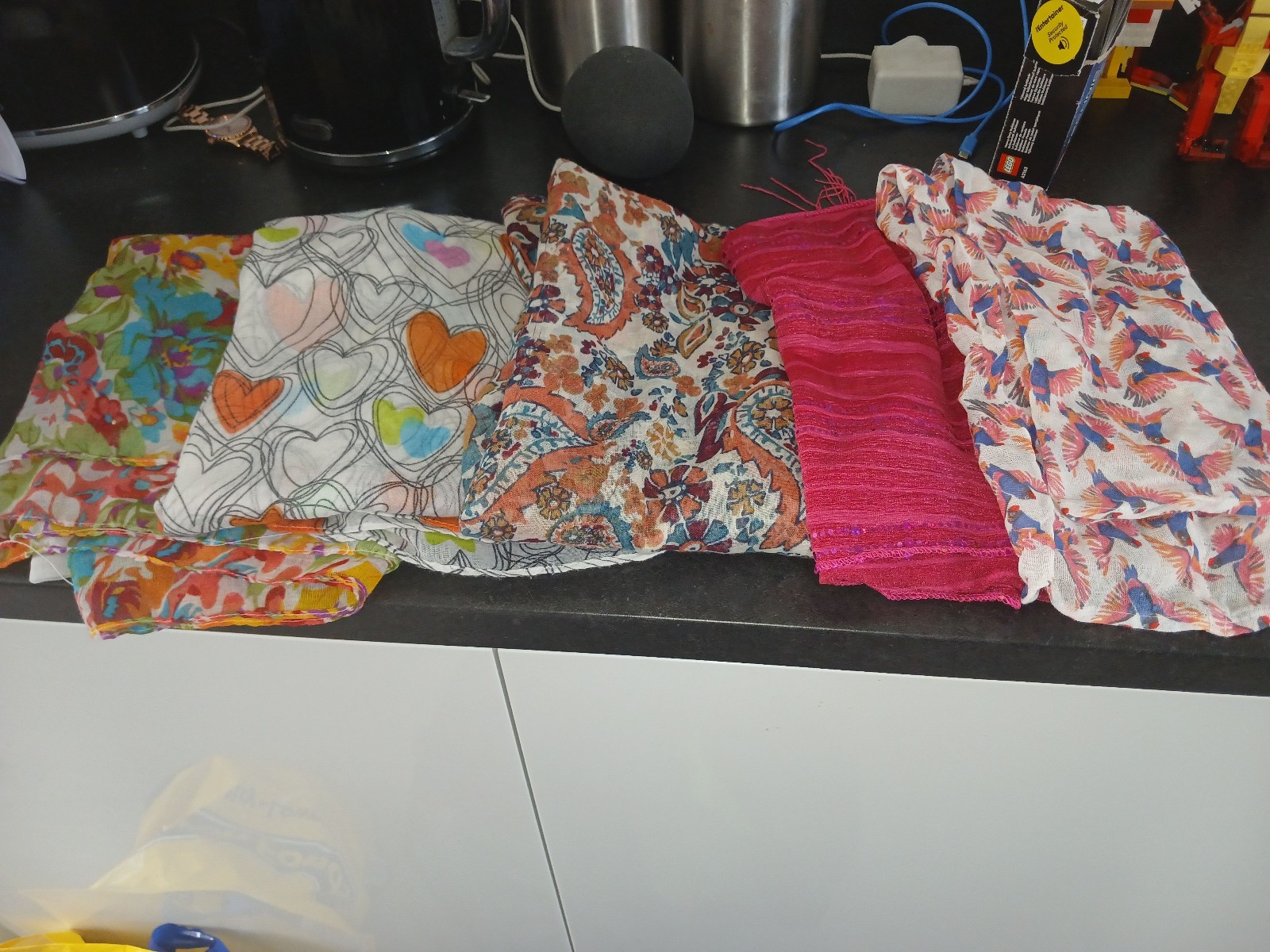 Mixed Colourful Patterned Scarves Set of 5 Women's Accessories image 4