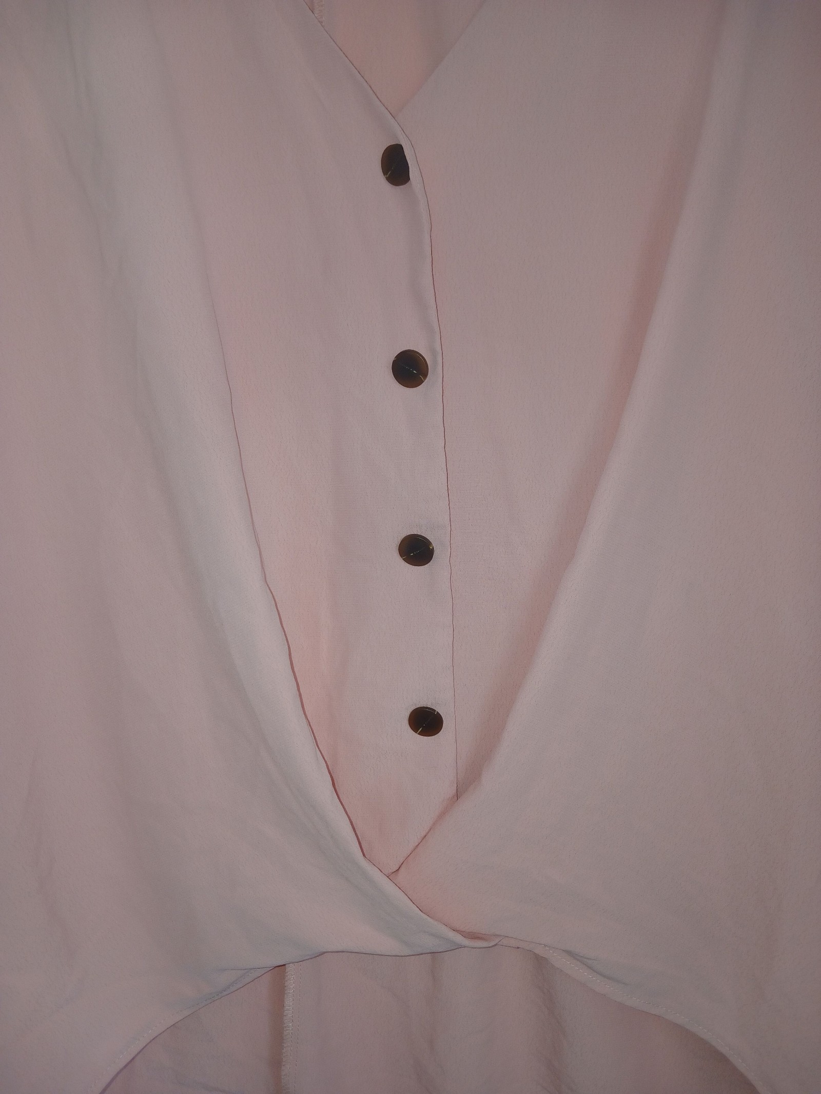 Pink Women's Button Front V-Neck Blouse Large Lightweight Material image 2