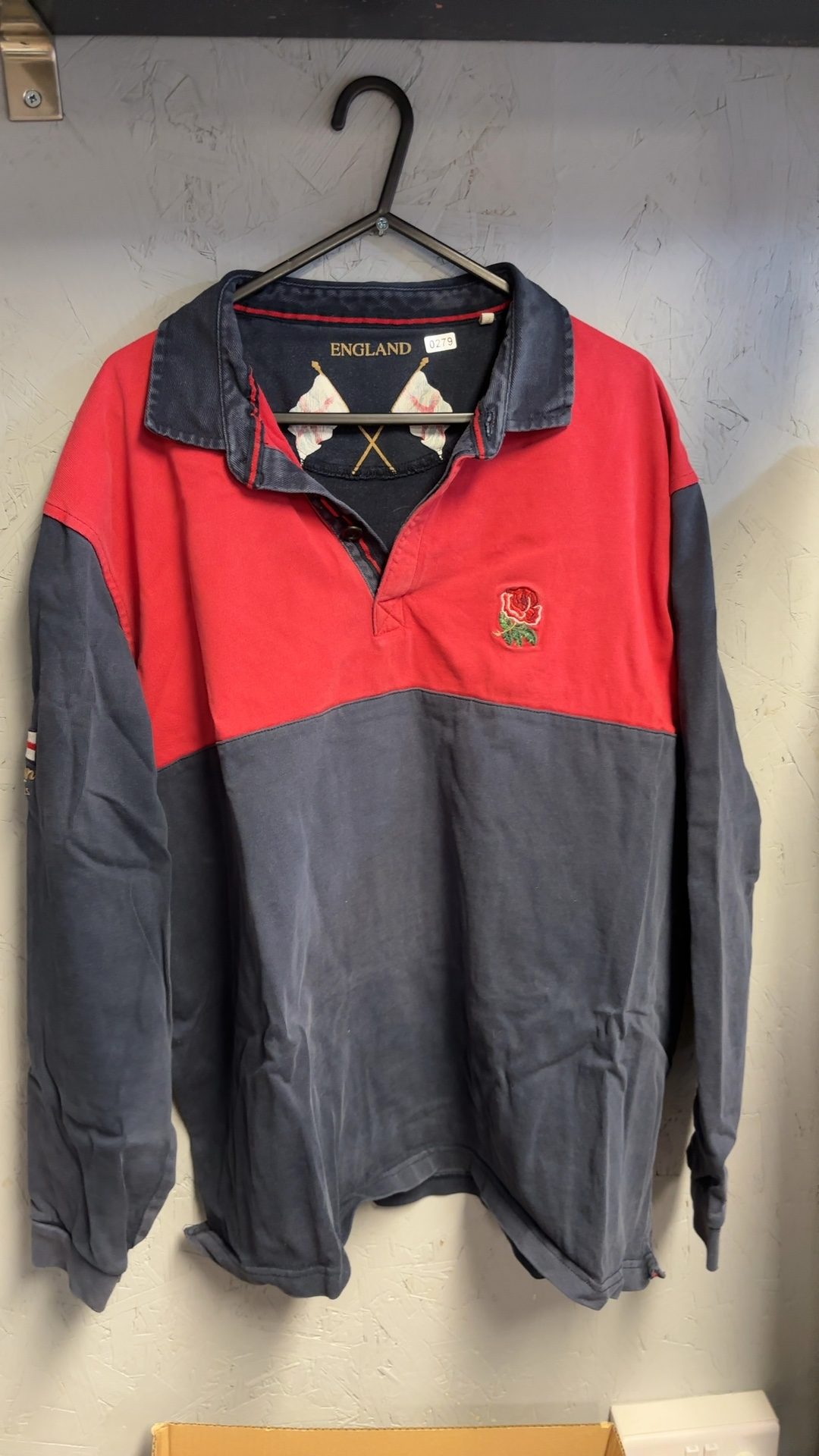 England Red & Navy Vintage Rugby Shirt XL good condition