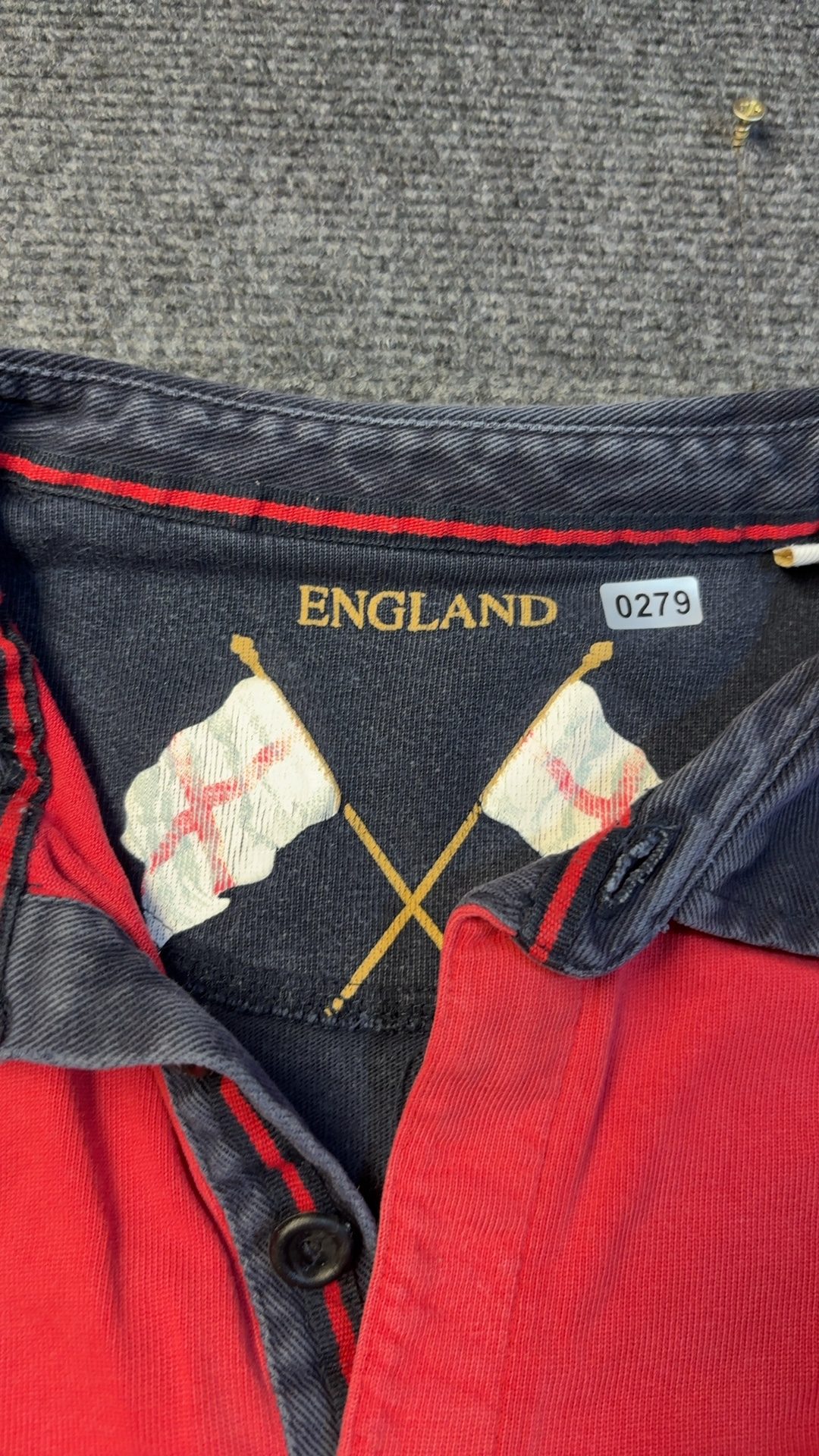 England Red & Navy Vintage Rugby Shirt XL good condition image 4