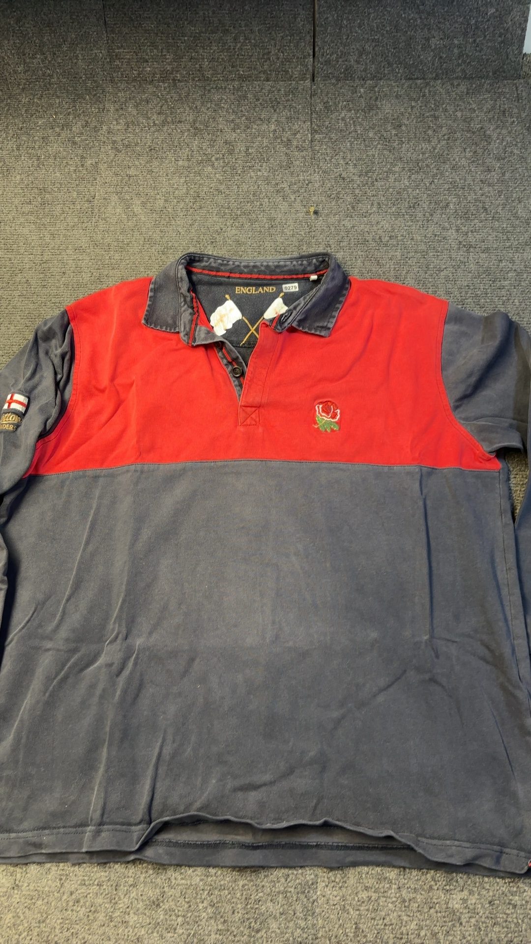 England Red & Navy Vintage Rugby Shirt XL good condition image 2