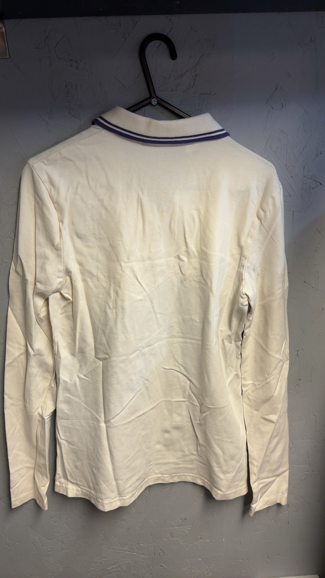 Tommy Hilfiger Vintage Women's White Purple & Navy Long Sleeve Color Block Polo Shirt Medium image 3