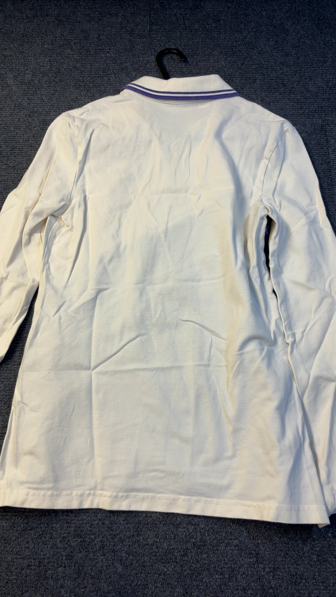 Tommy Hilfiger Vintage Women's White Purple & Navy Long Sleeve Color Block Polo Shirt Medium image 5