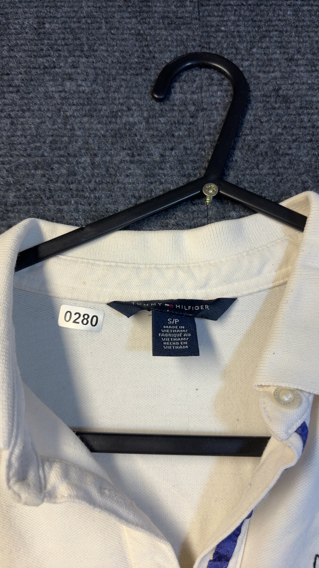 Tommy Hilfiger Vintage Women's White Purple & Navy Long Sleeve Color Block Polo Shirt Medium image 10