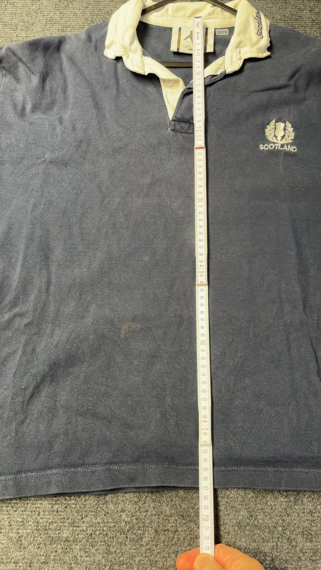 Scotland Navy & White Rugby Shirt Large with Crest & Stripes image 9
