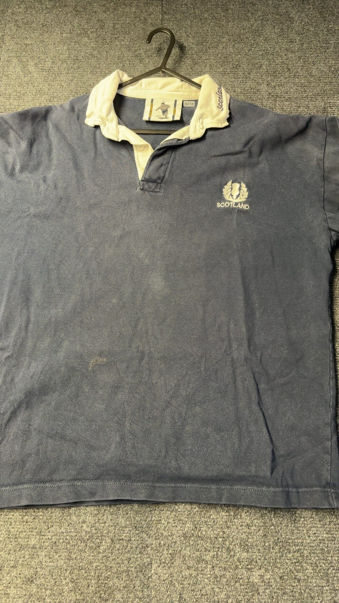 Scotland Navy & White Rugby Shirt Large with Crest & Stripes image 2