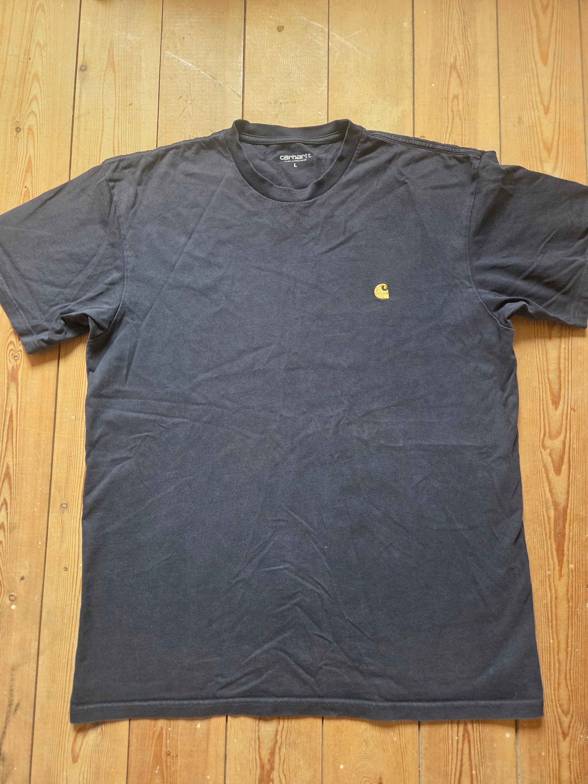 Carhartt WIP S/S Chase T-Shirt Dark Navy Gold Men’s Large Embroidered Logo