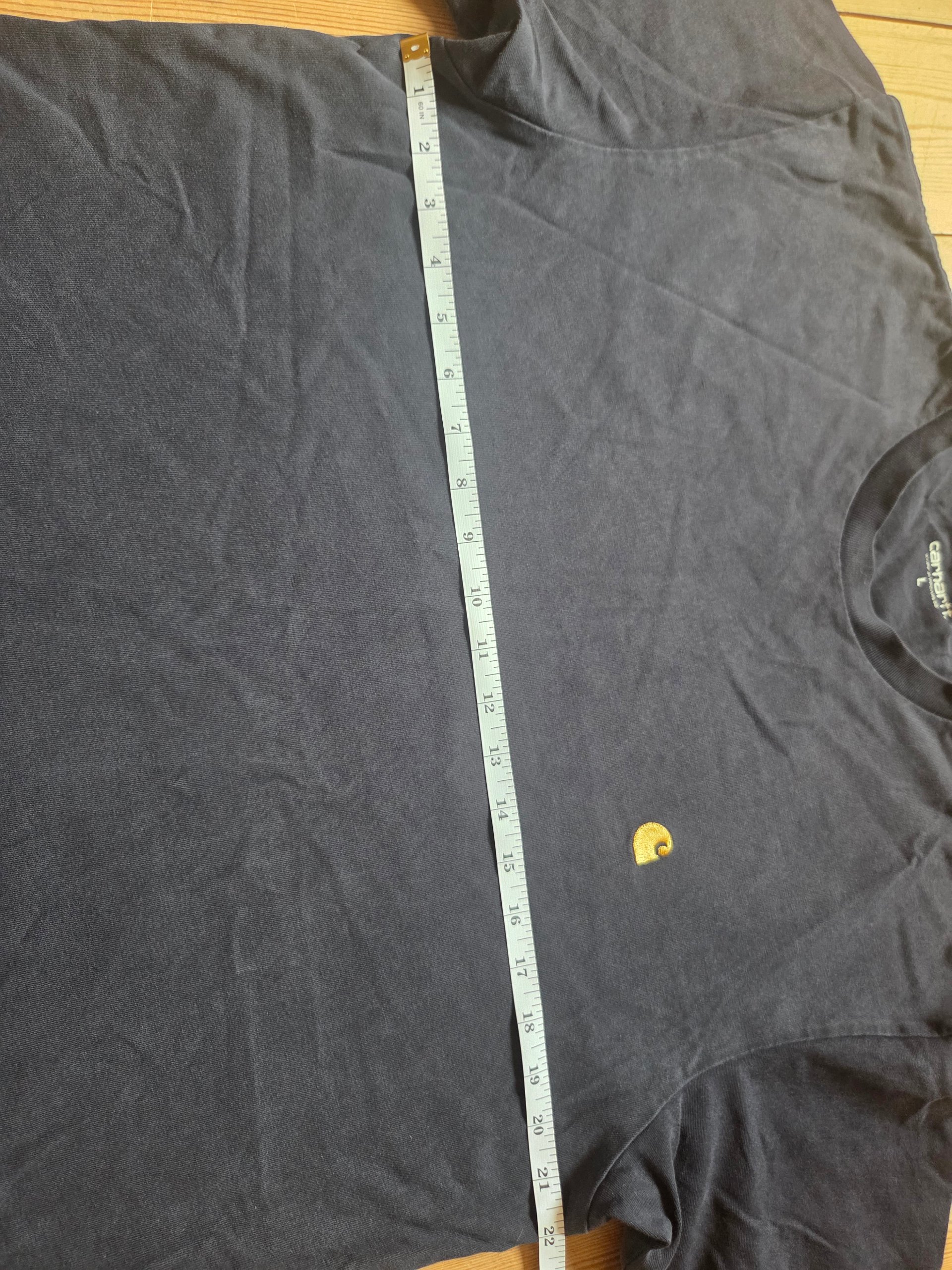 Carhartt WIP S/S Chase T-Shirt Dark Navy Gold Men’s Large Embroidered Logo image 3