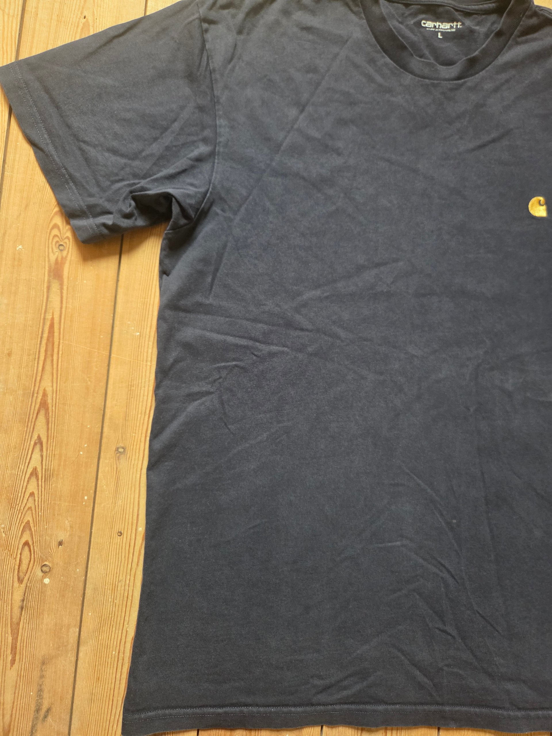 Carhartt WIP S/S Chase T-Shirt Dark Navy Gold Men’s Large Embroidered Logo image 7