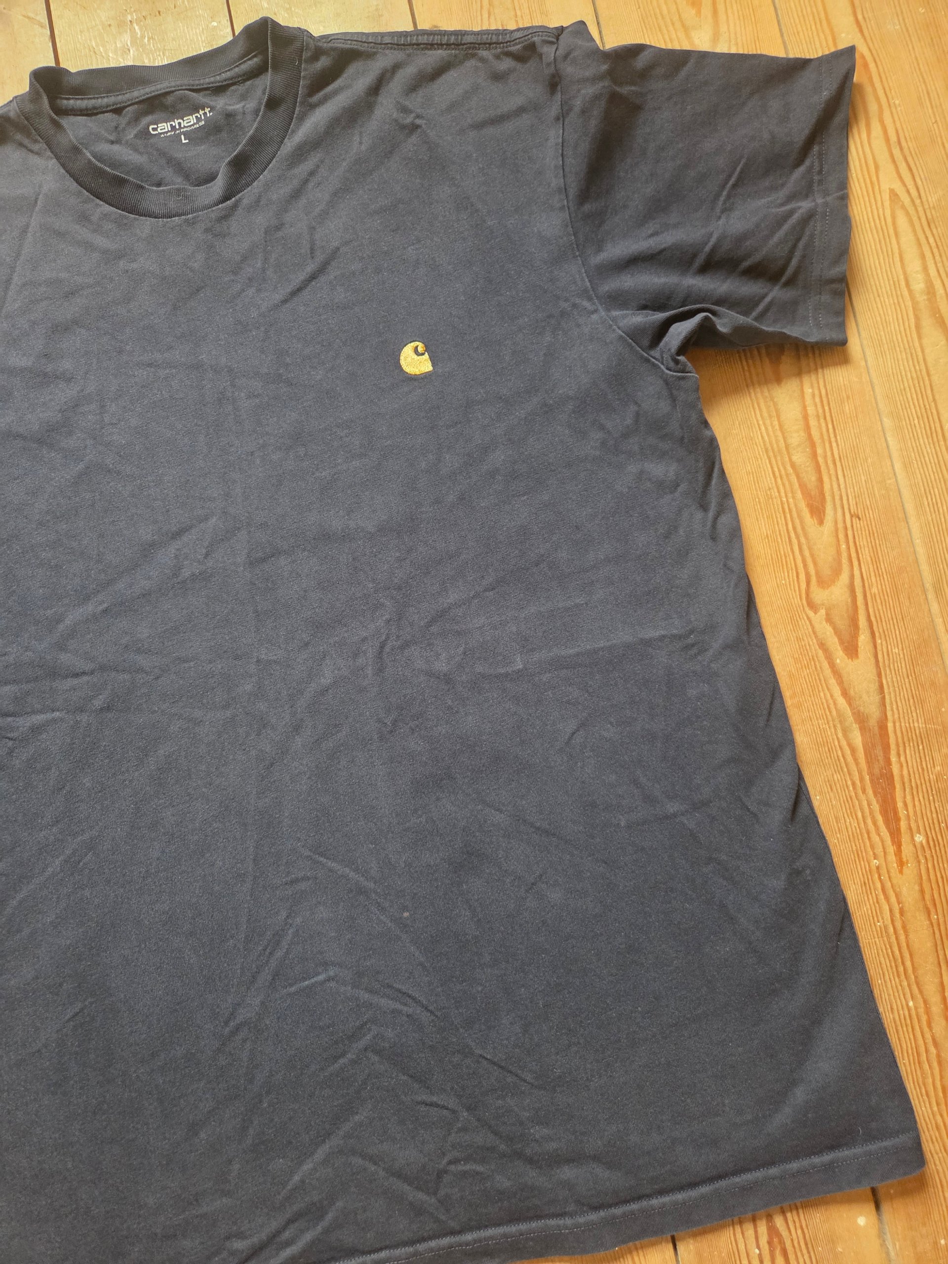 Carhartt WIP S/S Chase T-Shirt Dark Navy Gold Men’s Large Embroidered Logo image 8