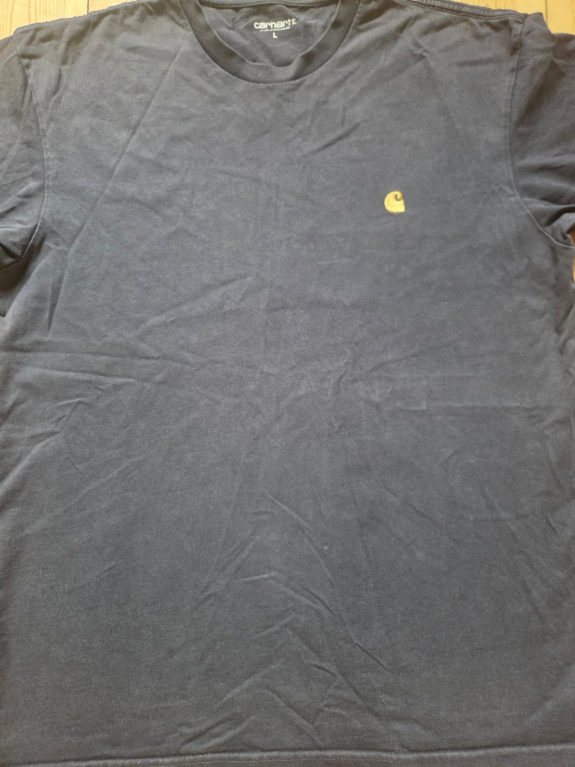 Carhartt WIP S/S Chase T-Shirt Dark Navy Gold Men’s Large Embroidered Logo image 9