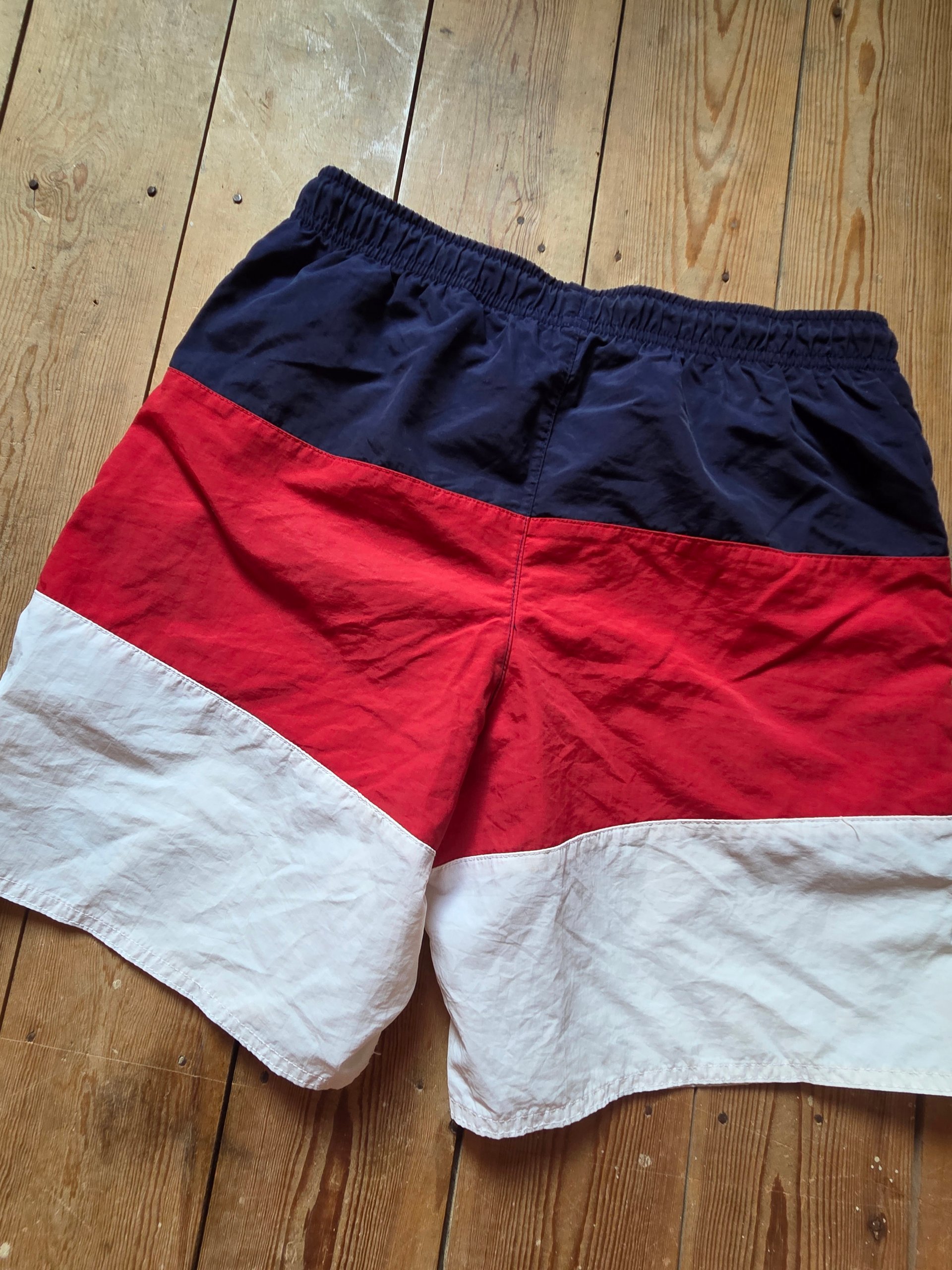 Vintage FILA Boys Swim Shorts Age 12-14 Navy Red White Colour Block Retro image 2