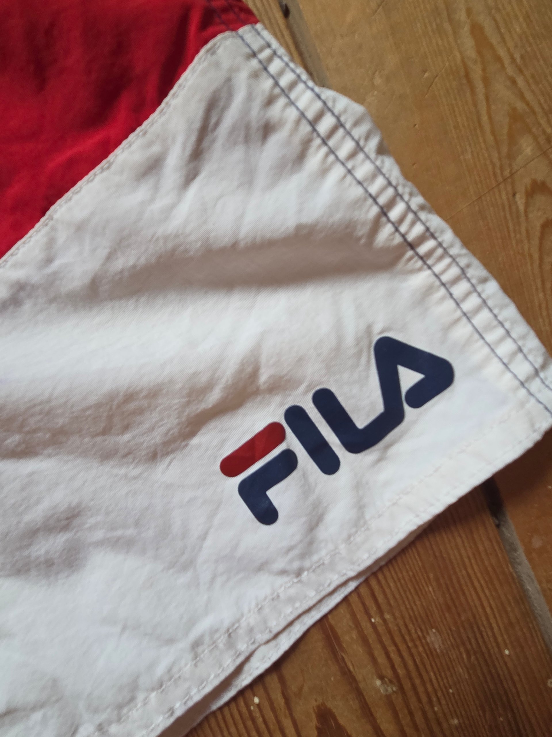 Vintage FILA Boys Swim Shorts Age 12-14 Navy Red White Colour Block Retro image 5