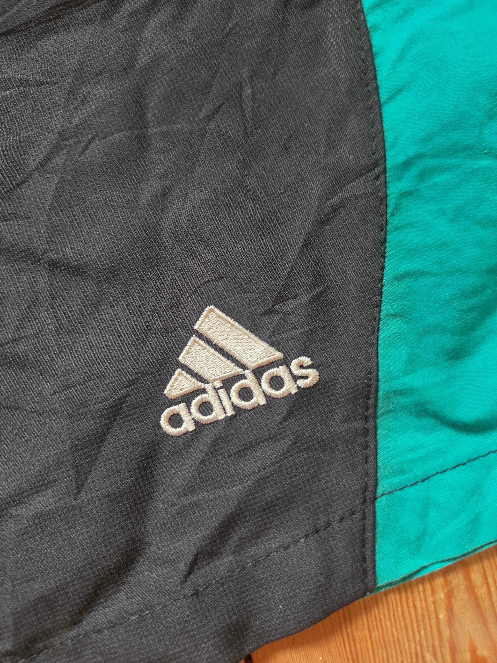 Vintage 90s Adidas Nylon Shorts Black Teal Men’s XL Retro Sportswear image 5