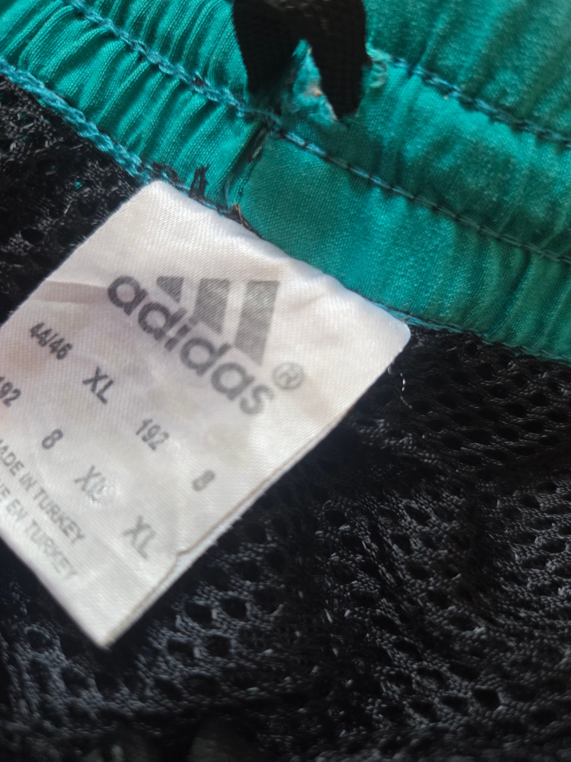 Vintage 90s Adidas Nylon Shorts Black Teal Men’s XL Retro Sportswear image 6