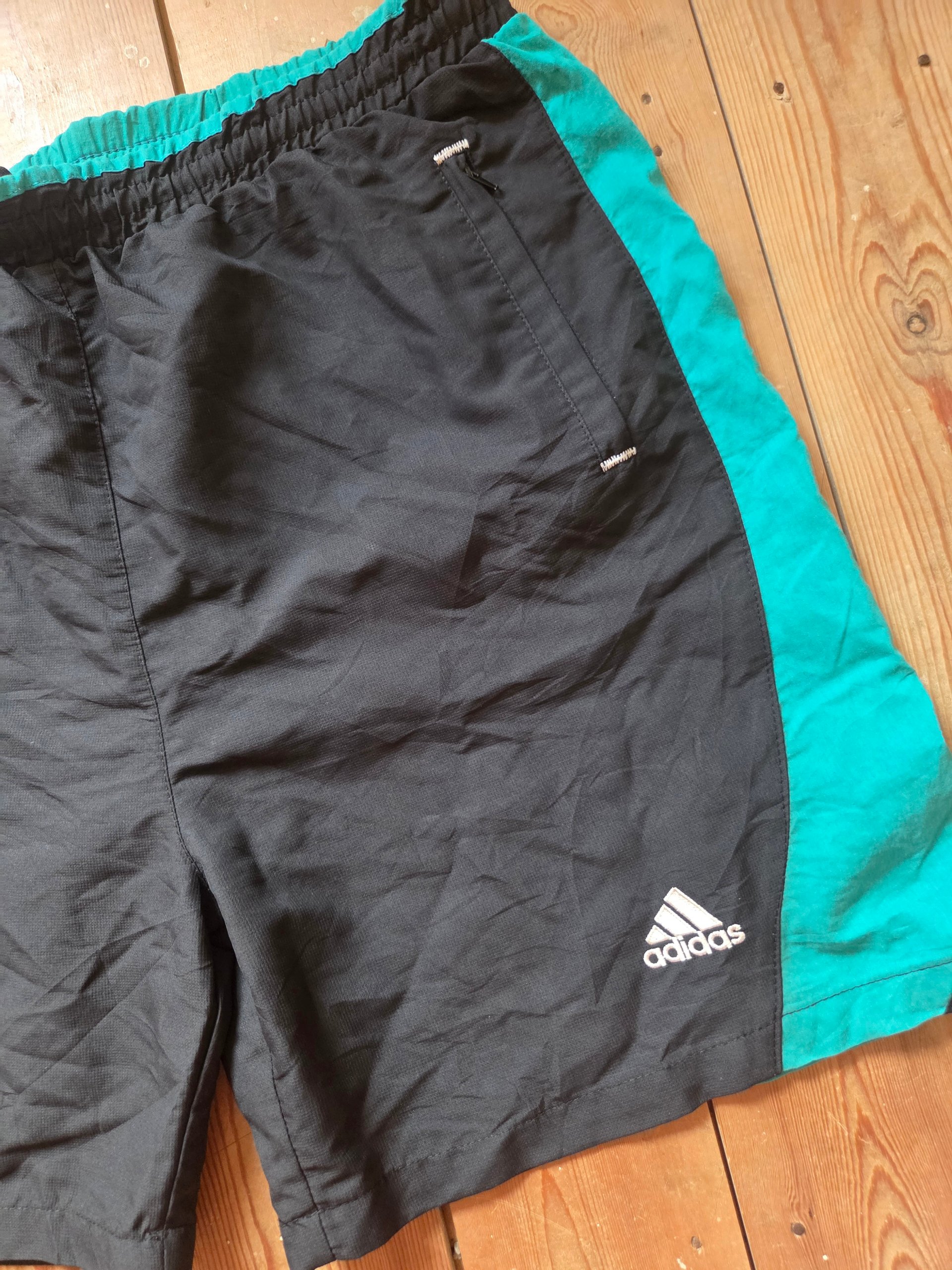 Vintage 90s Adidas Nylon Shorts Black Teal Men’s XL Retro Sportswear image 10