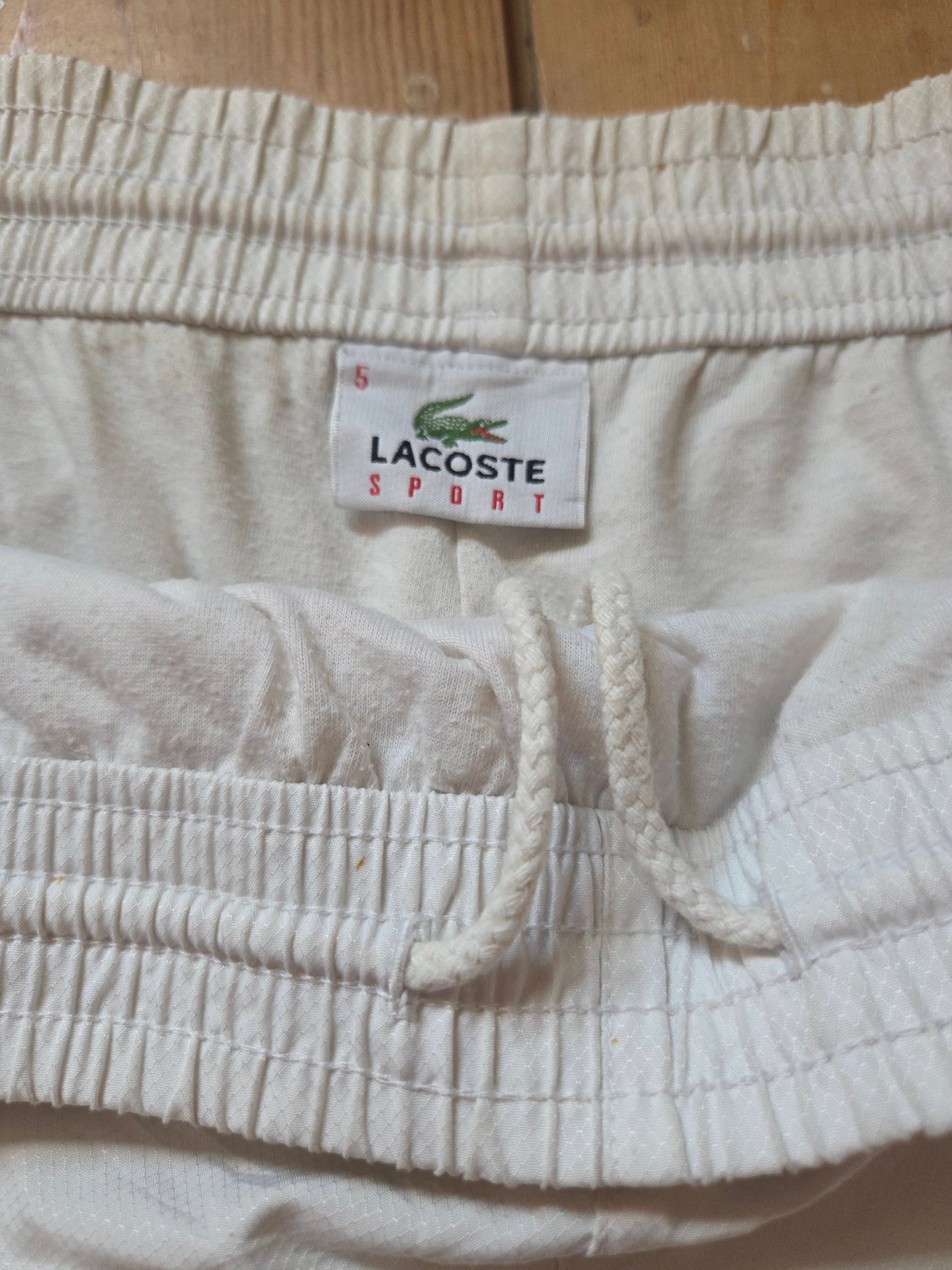 Vintage Lacoste Sport Colour Block Tennis Shorts White Red Navy Men’s Size 5 L image 6