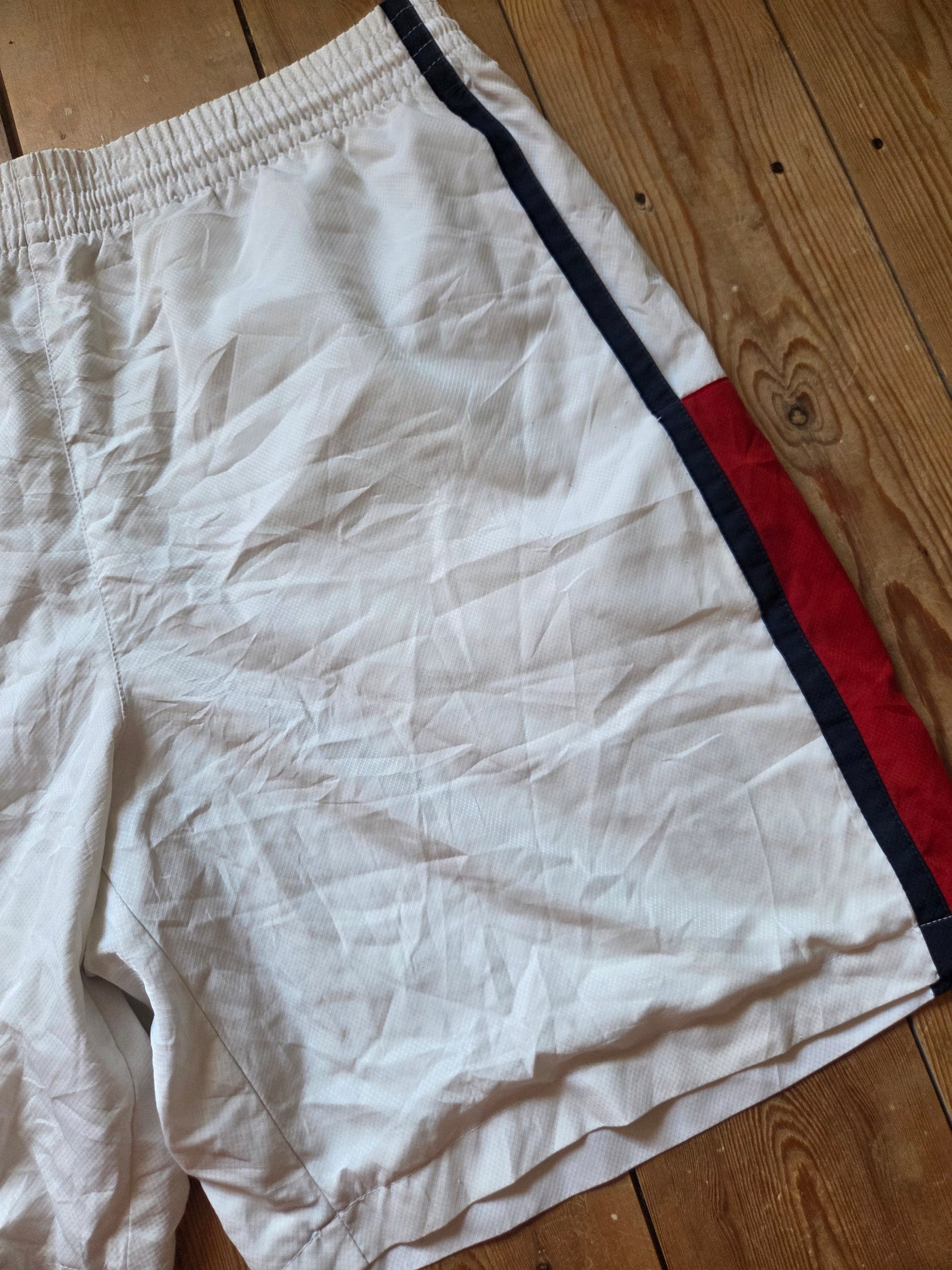 Vintage Lacoste Sport Colour Block Tennis Shorts White Red Navy Men’s Size 5 L image 9