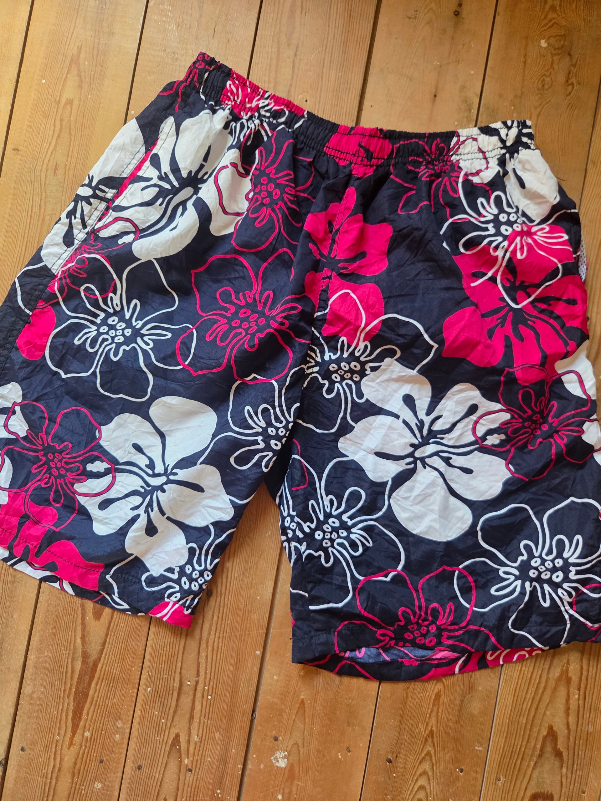JUST3D Men’s Hawaiian Tropical Floral Swim Board Shorts Navy Pink White XXL