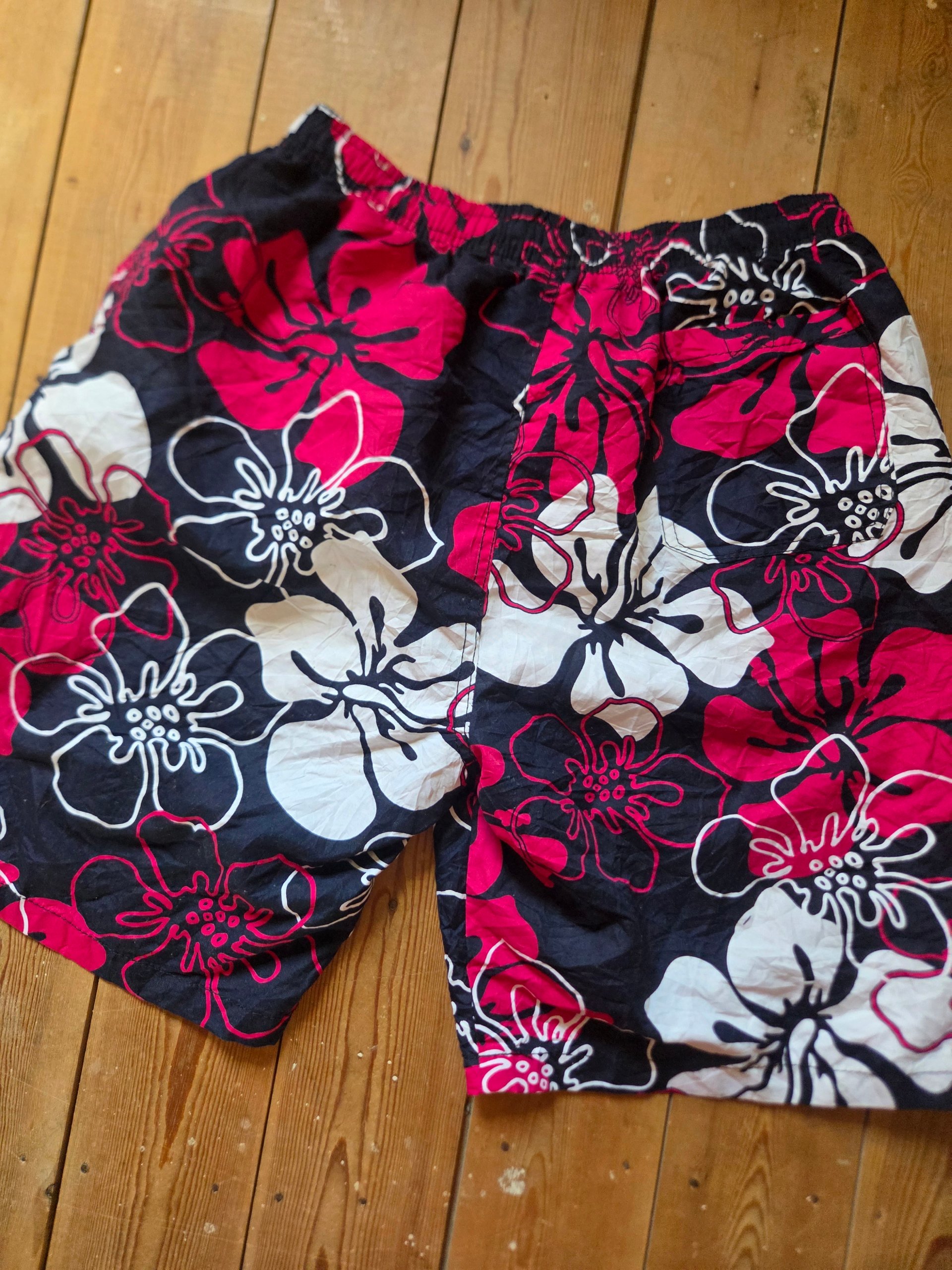 JUST3D Men’s Hawaiian Tropical Floral Swim Board Shorts Navy Pink White XXL image 2
