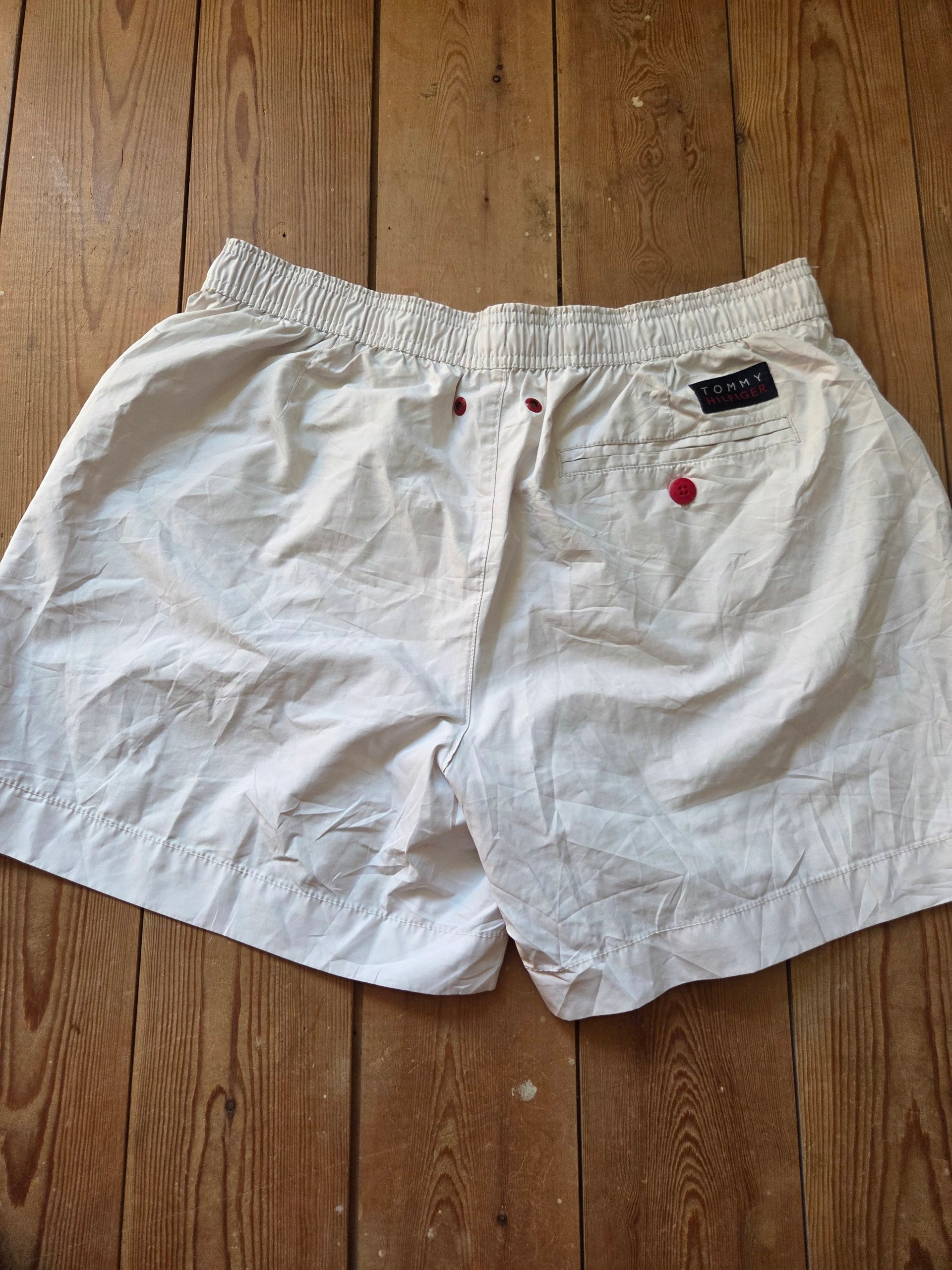 Tommy Hilfiger Men’s White Logo Swim Shorts Navy Red Drawstring Size M image 2
