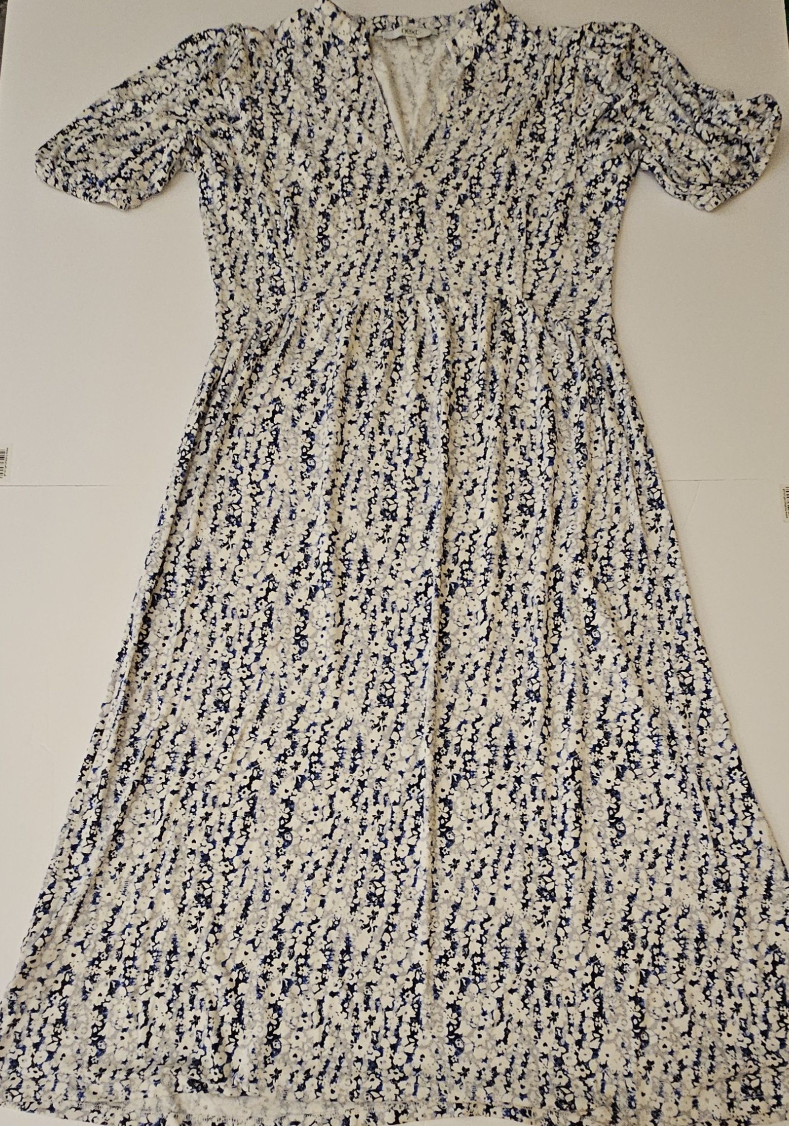 Next Women's Blue & White Floral Midi Dress Size 10