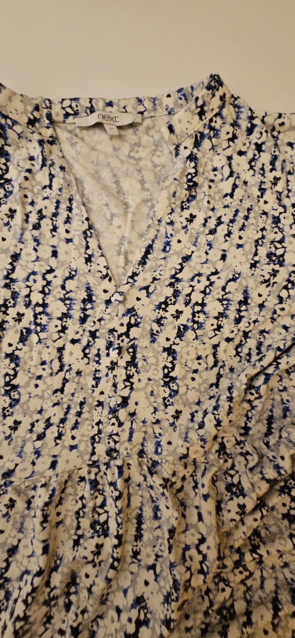 Next Women's Blue & White Floral Midi Dress Size 10 image 2