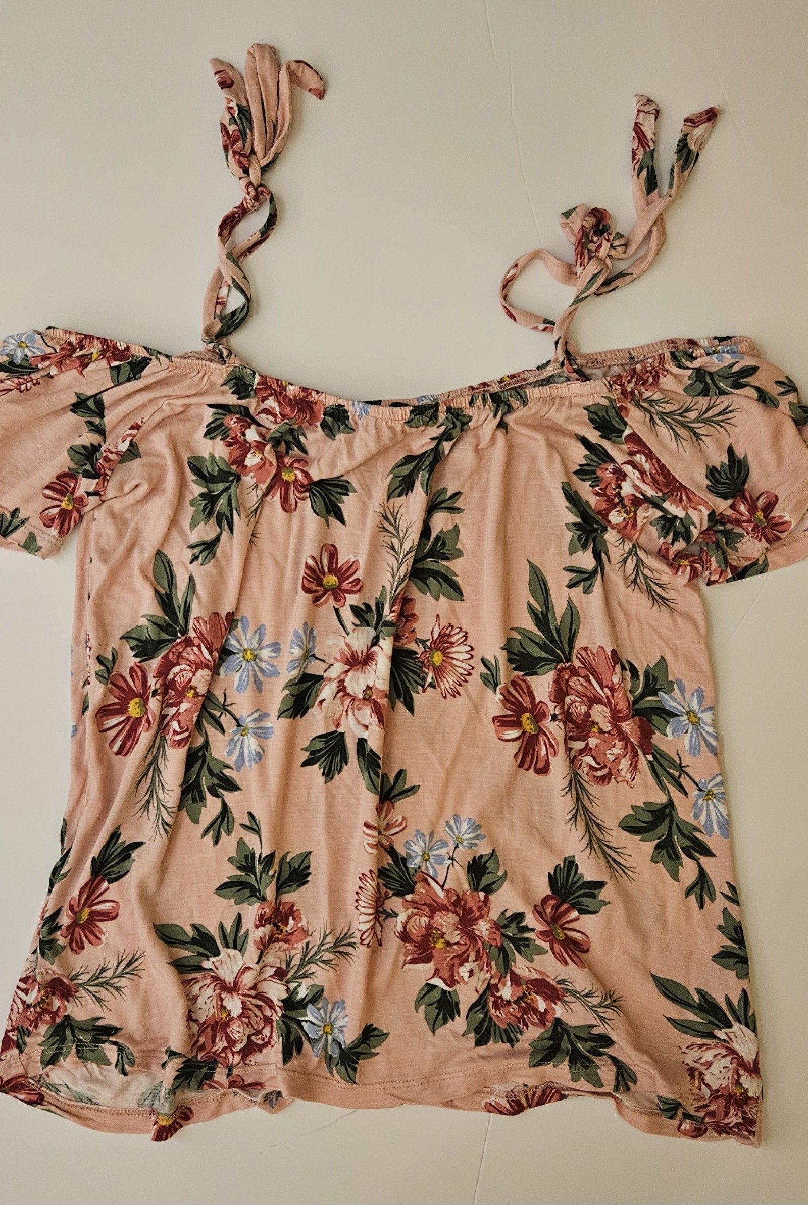 Dorothy Perkins Women's Pink Floral Cold Shoulder Top UK 12