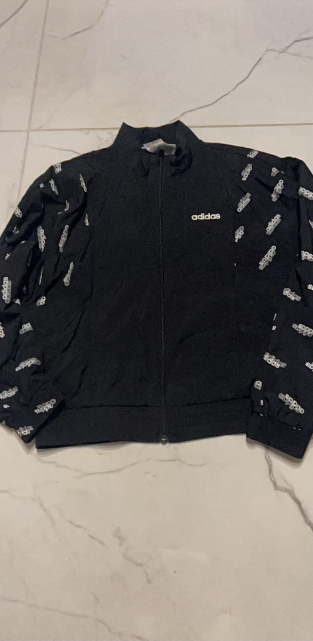 Adidas Black & White Logo Print Track Jacket Small image 2