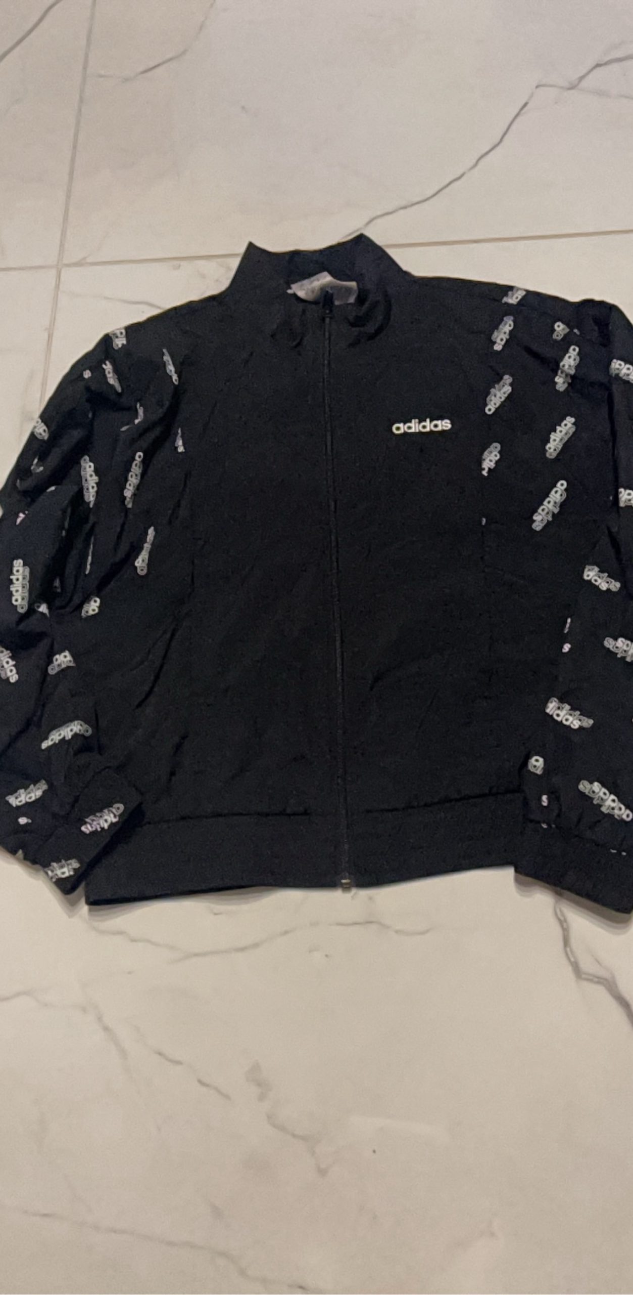 Adidas Black & White Logo Print Track Jacket Small image 3
