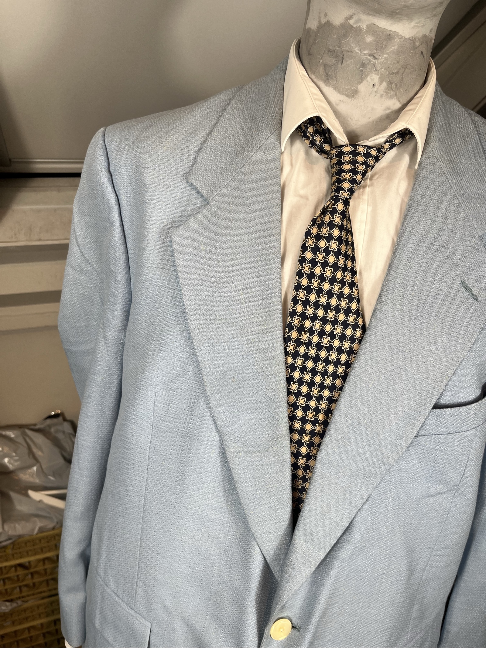 Vintage Light Blue Wool Blend Blazer Men's Large Classic Jacket image 2